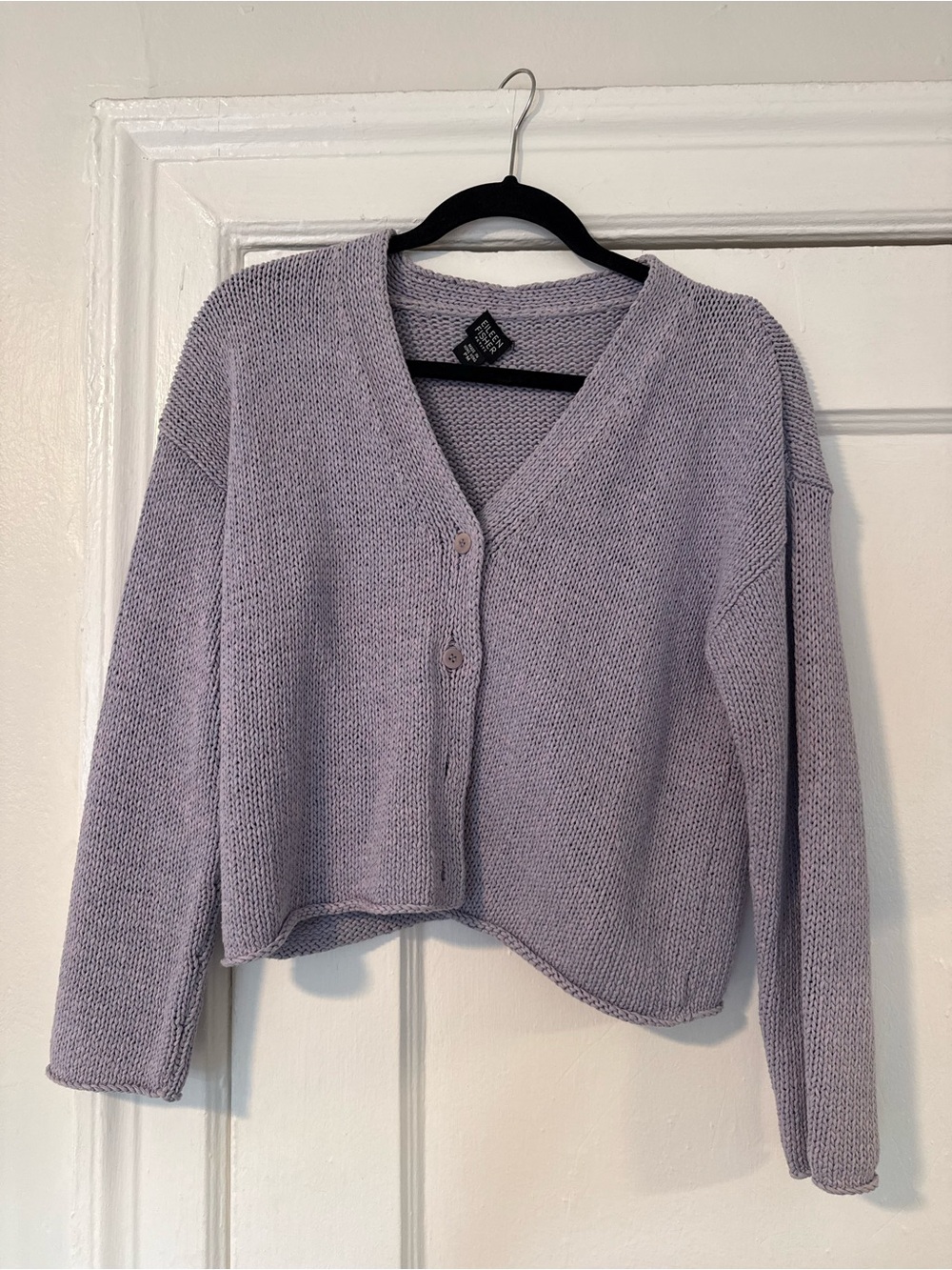 Eileen Fisher Light Lavender V-Neck Button Cardigan